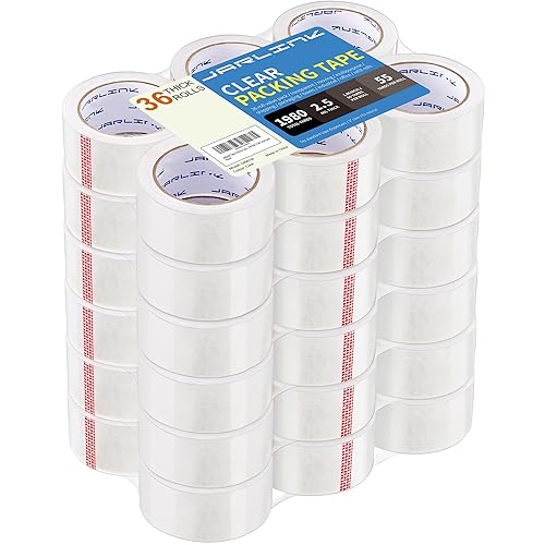 JARLINK Clear Packing Tape (36 Rolls), Heavy Duty Packaging Tape for Shipping Packaging Moving Sealing, 1.88 inches Wide, 55 Yards Per Roll, 1980 Total Yards