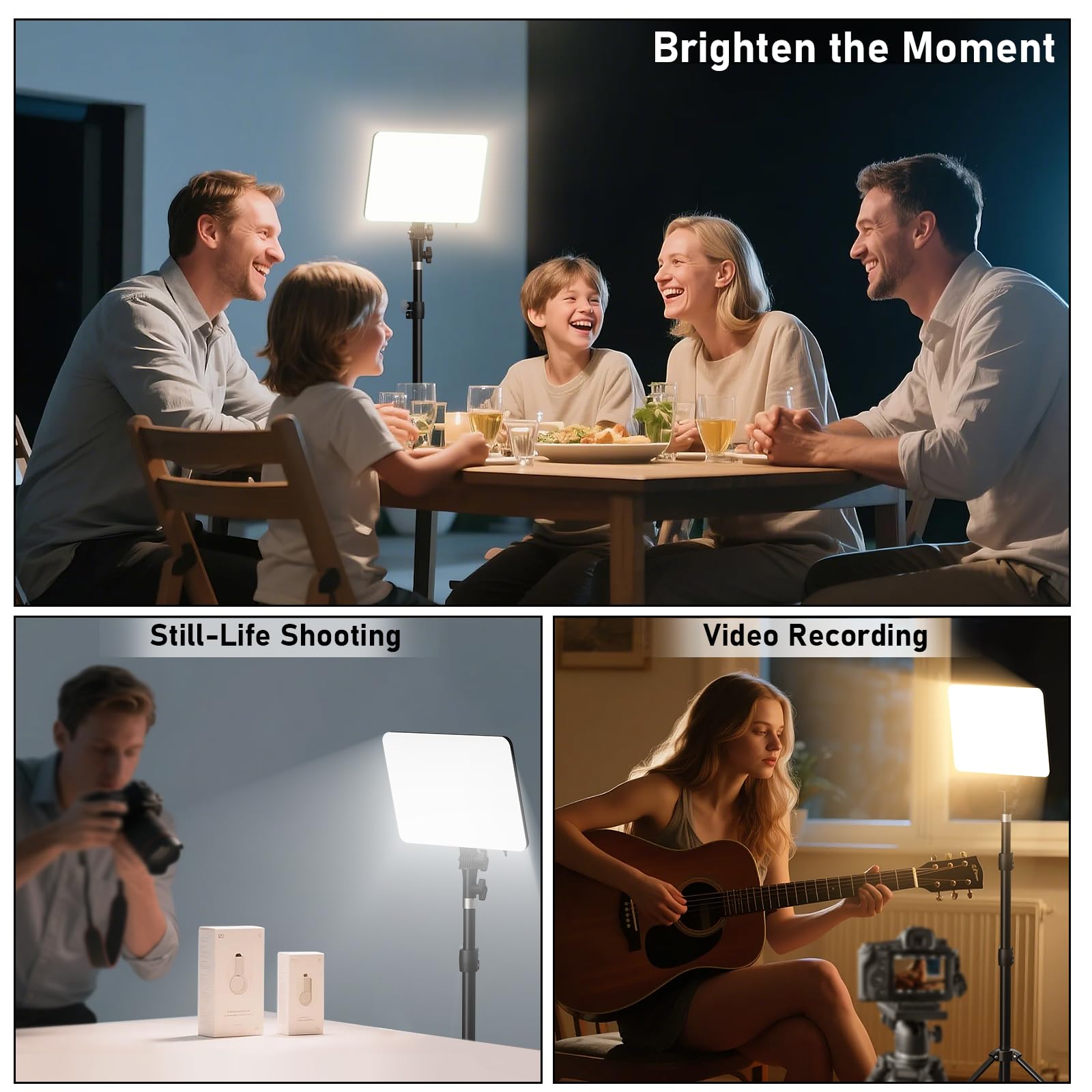 Anautin - Kit de iluminación de fotografía Mejorado de 30 W, Paquete de 2 Luces LED de Video para grabación de Video, Luces de Estudio de 3700 Lux con Soporte de trípode para fotografía, transmisión