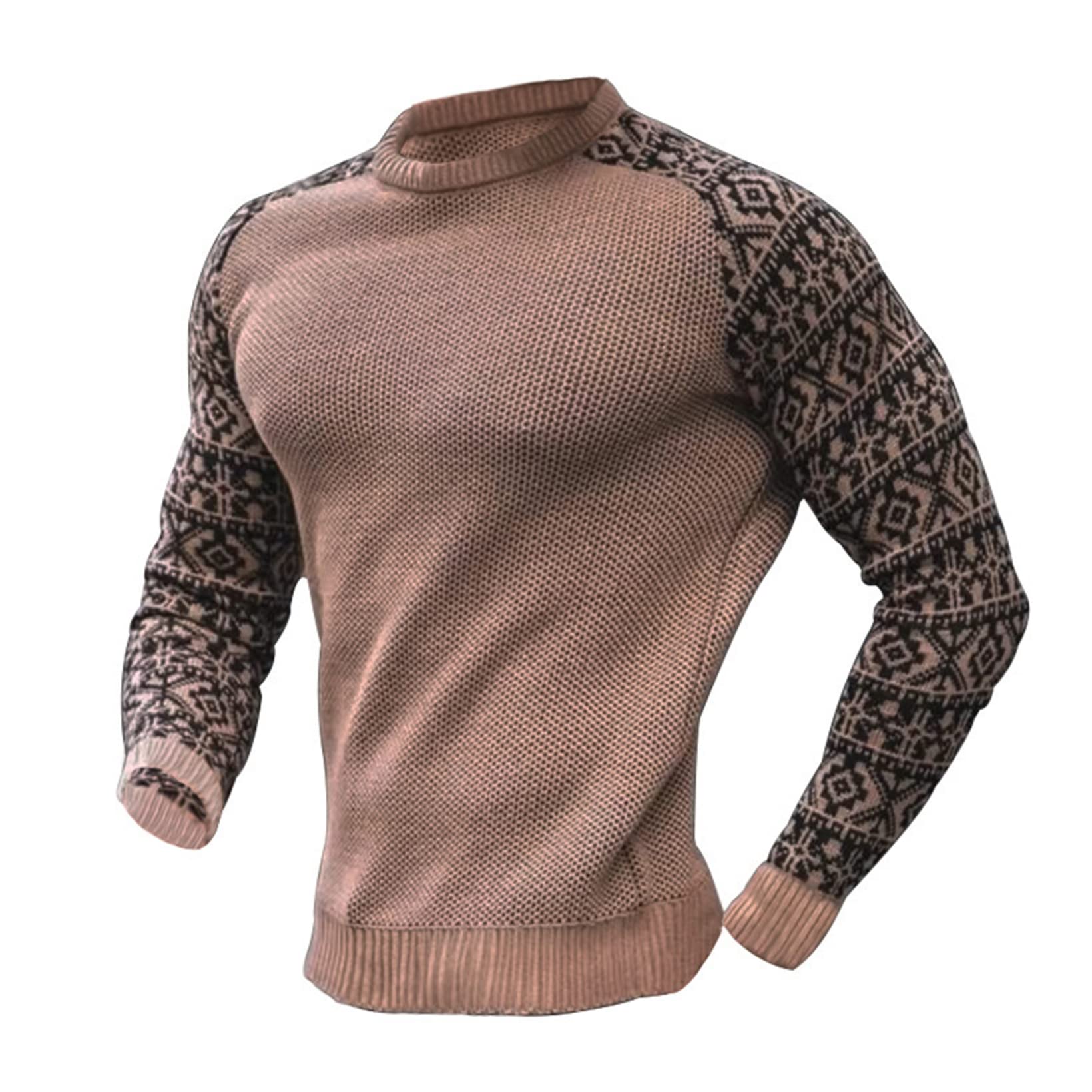 JanJean Mens Long Sleeve Waffle Knitted Thermal Top Casual Base Layer Undershirt Pullover Weekend Shirt Brown 3X-Large