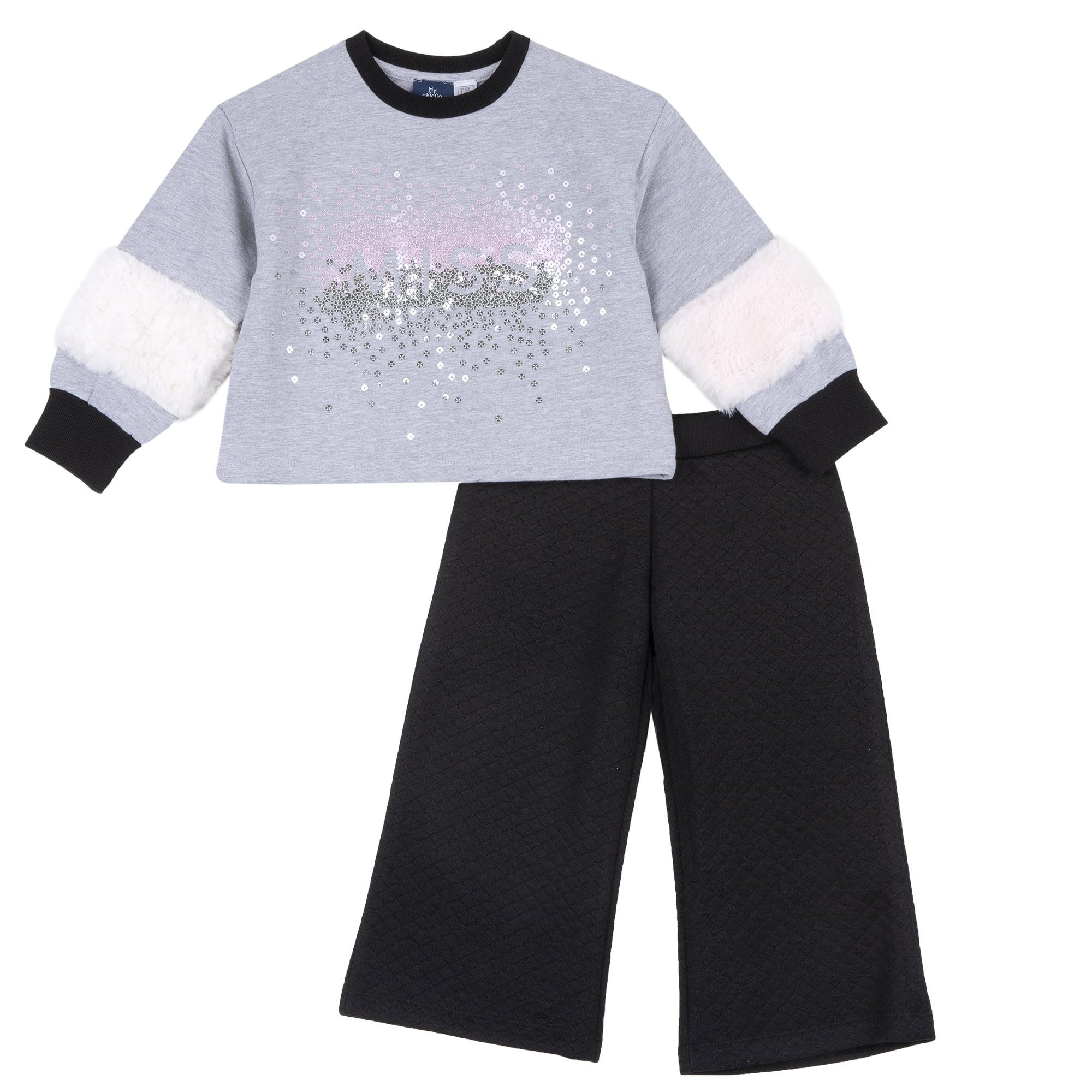 Chicco Conjunto de sudadera y pantalón de pata de elefante, multicolor