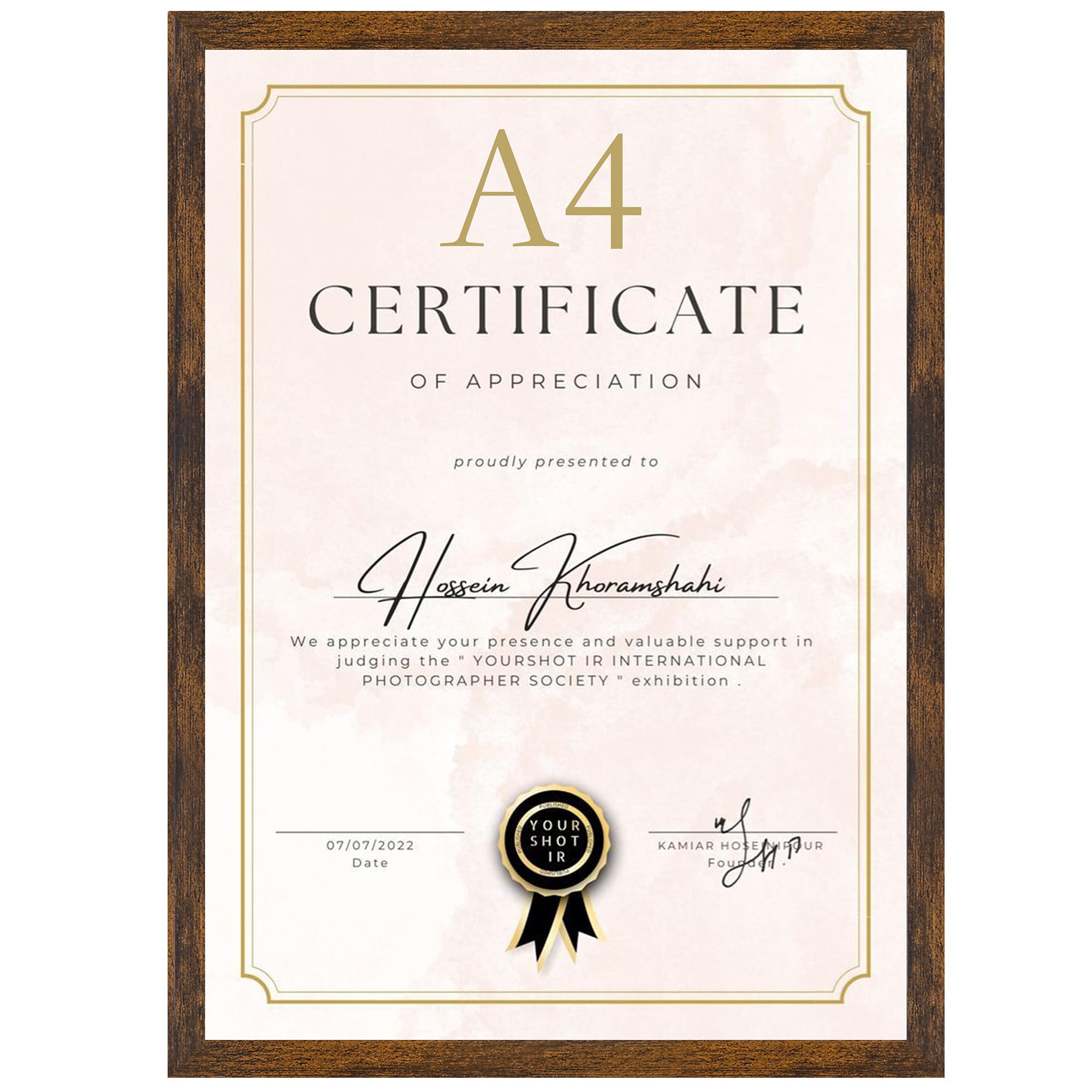 Ditwis A4 Picture Frame Brown, Classic Photo Frame for Certificates, Documents, Artwork and Photos (21x29.7 cm), Wall or Desk Display