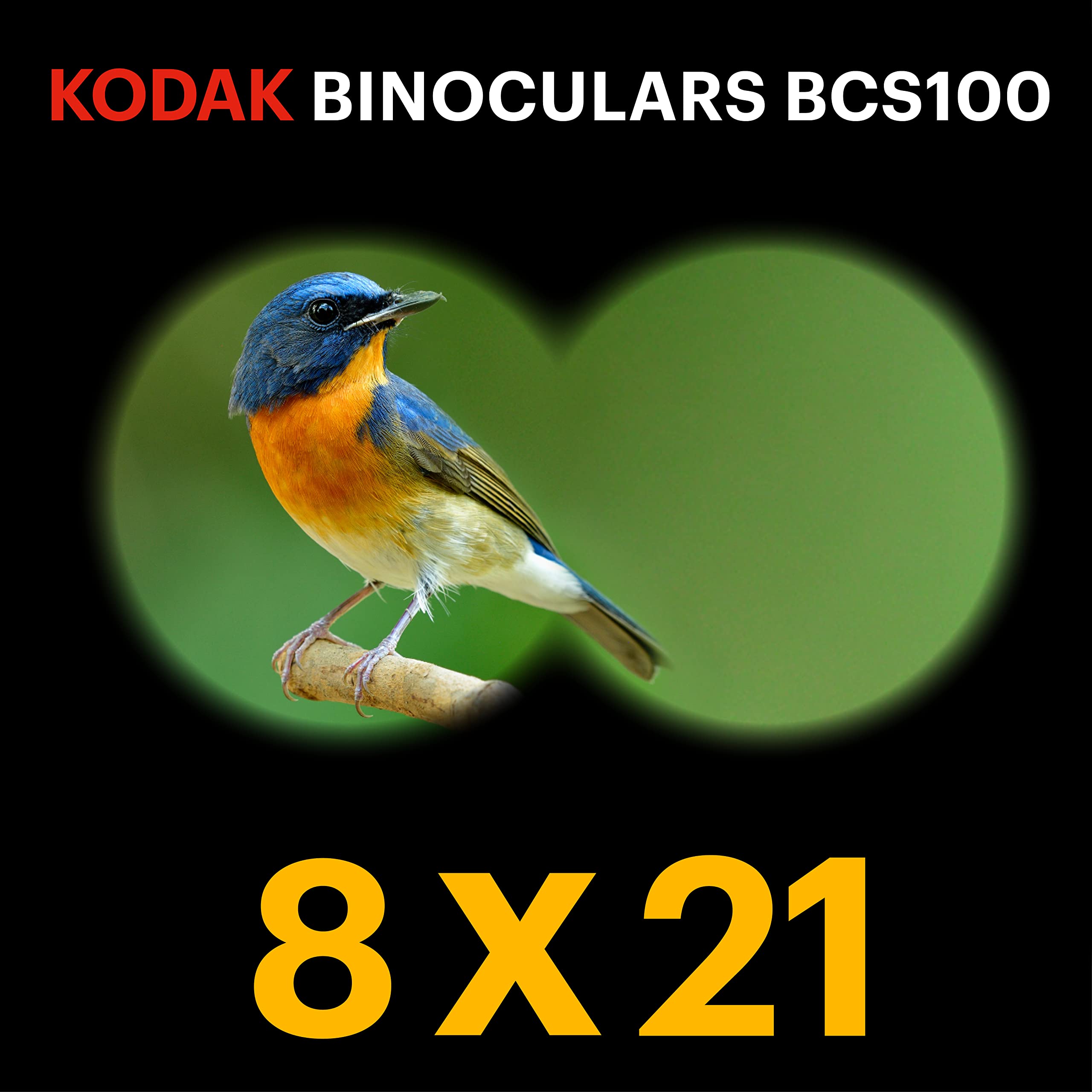 KODAK Jumelle Enfant BCS100 - Jumelle Binoculaire Compact pour Enfants, Gomme Souple, Ergonomique, Sangle et Housse de Transport Inclus, Grossissement 8X – Rouge