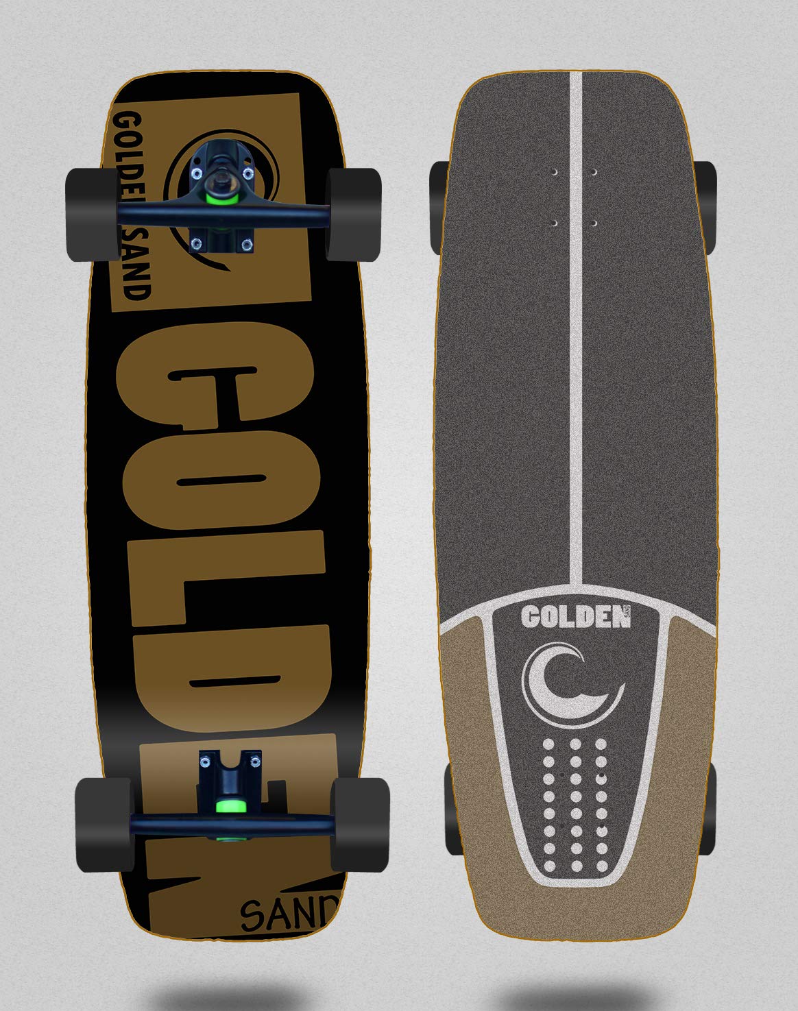 Golden Sand Cruiser with 180mm Longboard Trucks Skate Skateboard Degraded blk brwn 27.25