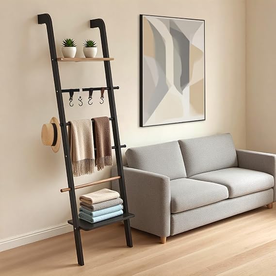 6-Tier Blanket Ladder with Shelf