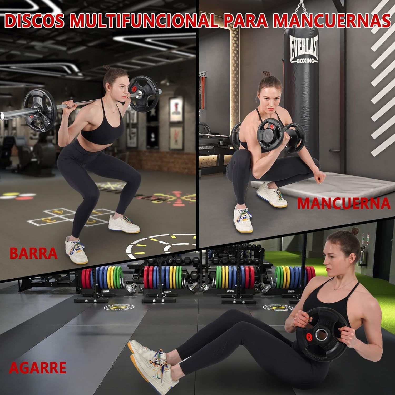 Juego de dos unidades Fit-Force – Discos de Pesa Olímpica 20 KG Hierro Fundido con Revestimiento de Caucho | Diámetro Olímpico 50 mm | Discos de Pesas para Barra y Entrenamiento en Casa o Gimnasio