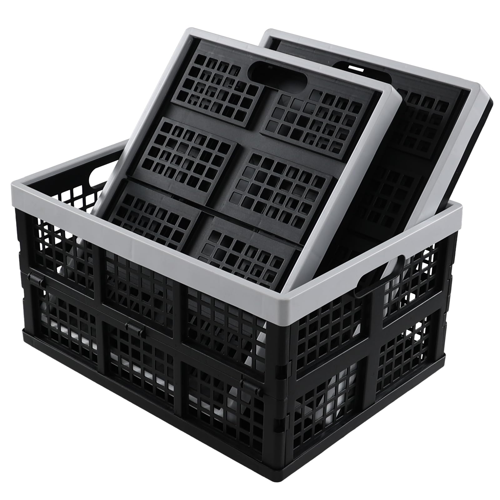 Yuright Lot de 3 caisses à lait pliables en plastique de 34 litres, noir