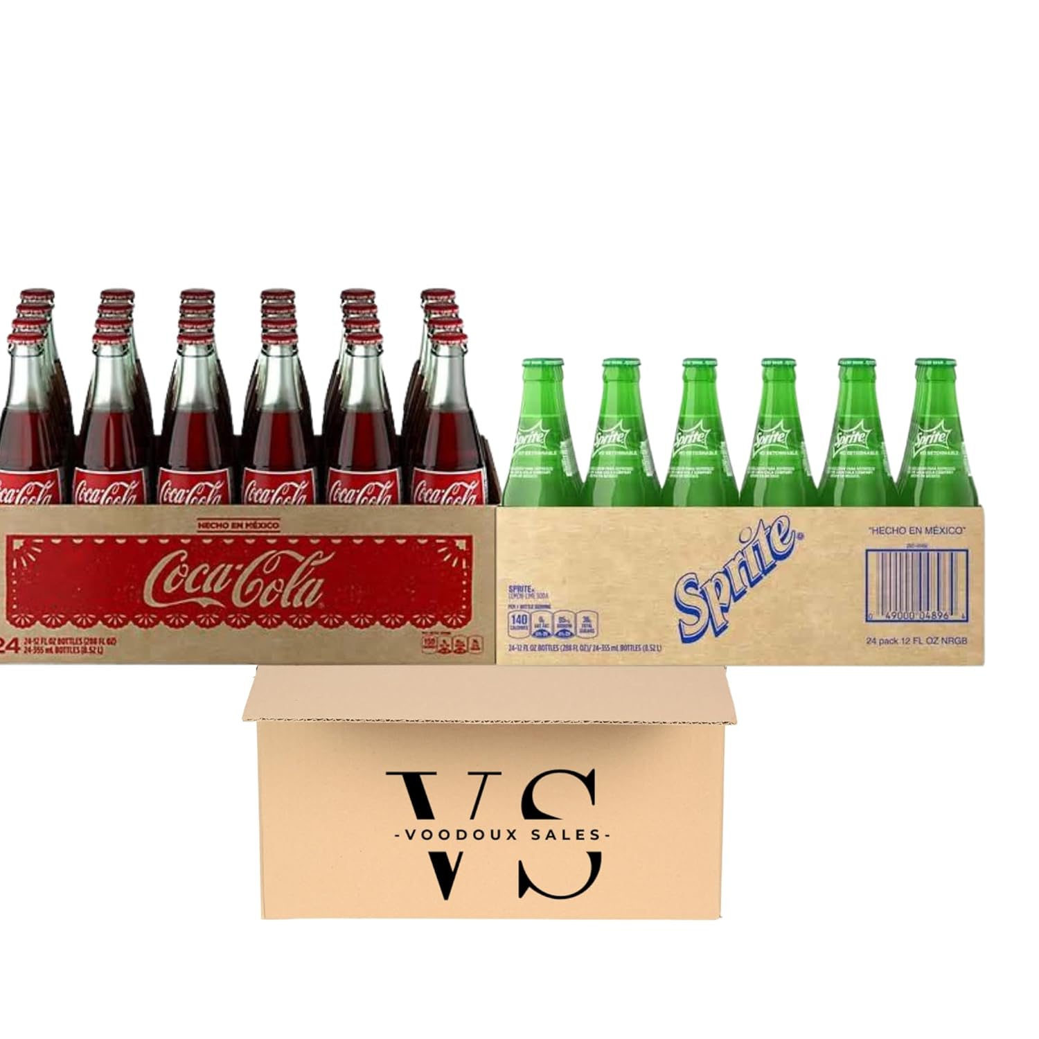 Coke Sprite Fancy Soda Glass Bottled 24 Variety Pack - by Voodoux Packaging