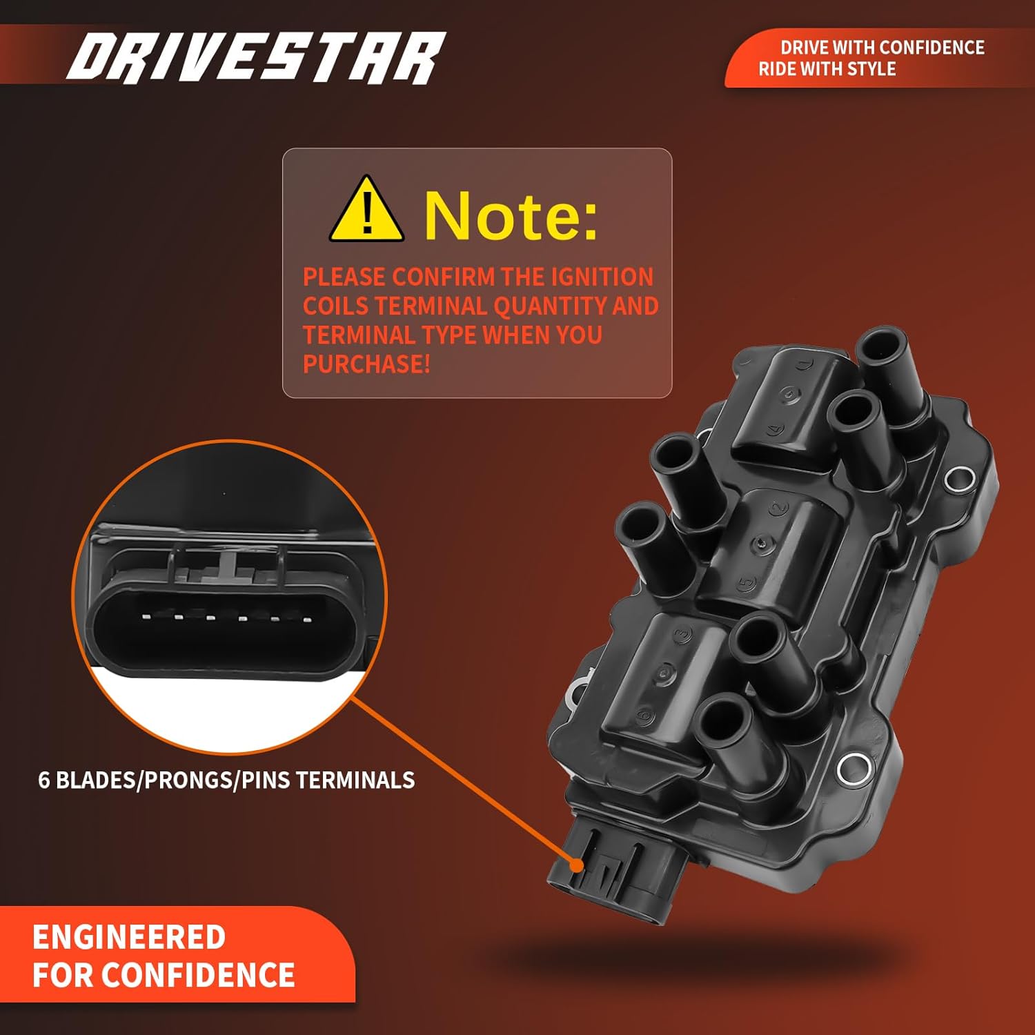 DRIVESTAR Ignition Coil Pack Compatible for Chevrolet Silverado 1500 Impala Express 1500 Equinox Buick Terraza Lucerne Rendezvous Saturn Aura Vue Relay 3.4L 3.5L 3.9L 4.3L Replaces UF434 C1521