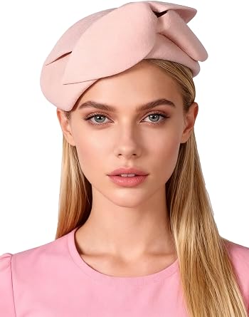 HIMESPORT Wool Felt Flower Fascinator Hats for Women Wedding Cocktail Tea Party Dress Pillbox Hat