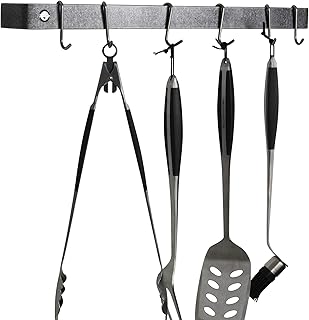 Premier 24-Inch Utensil Bar Wall Pot Rack, Hammered Steel