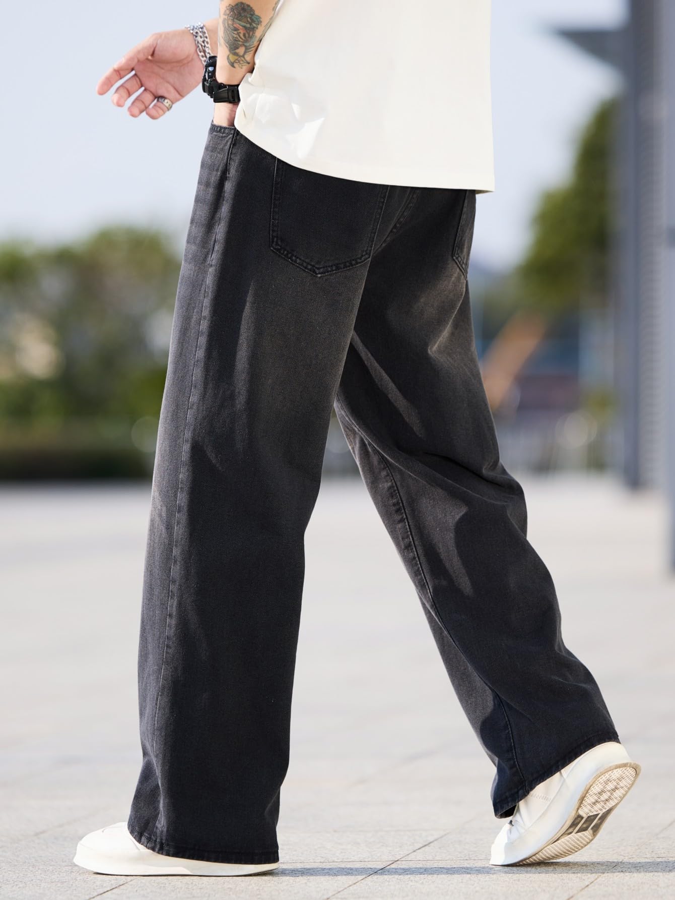 Jeans Baggy Hip hop pour Hommes,Jeans Skater à Jambe Large,Pantalons en Denim à Coupe Loose,Streetwear