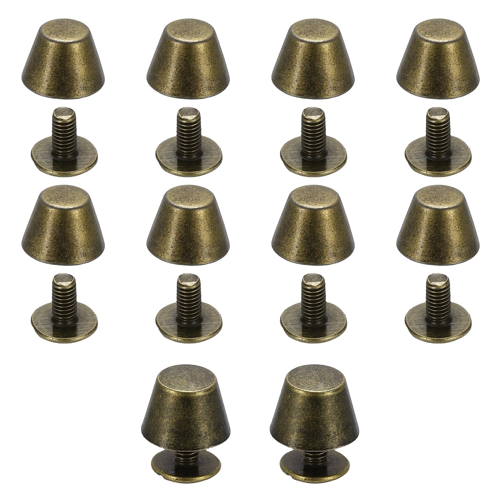 sourcing map 10 Sets Rivets Stud Handbag Purse Feet 10mm / 3/8" Screw Back Spikes Nailhead Flat Head Stud Rivet Buckle Leathercraft for Leather DIY Collar Belt Bag Totes, Bronze — image 1