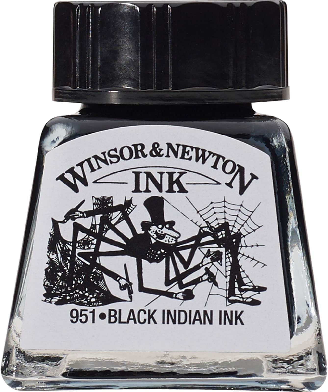 Winsor & Newton 1005030 Drawink Ink - Drawing Ink for Calligraphers, Illustrators, Graphists, Artists - Water Resistant Colours, Excellent Transparency - 15ml Bottle, Black Indian