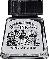 Winsor & Newton Drawing Inks Tinta para Desenho, Preto (Black Indian), 14 ml