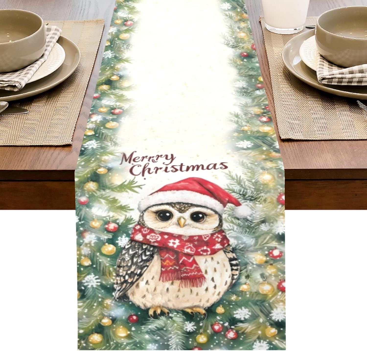 Summer Table Runner Watercolor Starfish Ocean Tablecloth Kitchen Dining Table Linen Rustic Dresser Scarf for Indoor Outdoor Home Decor Wedding Holidays Party 14x108in