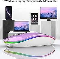 Vista 6 de TENMOS Ratón inalámbrico Bluetooth, LED delgado (Bluetooth 5.1 + USB) 2.4GHz Ratón Bluetooth inalámbrico recargable silencioso con adaptador tipo C