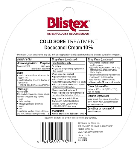 Miniatura 9 de Blistex Tratamiento para el herpes labial Docosanol Cream 10% comienza a funcionar inmediatamente Medicina para reducir el tiempo de curación del