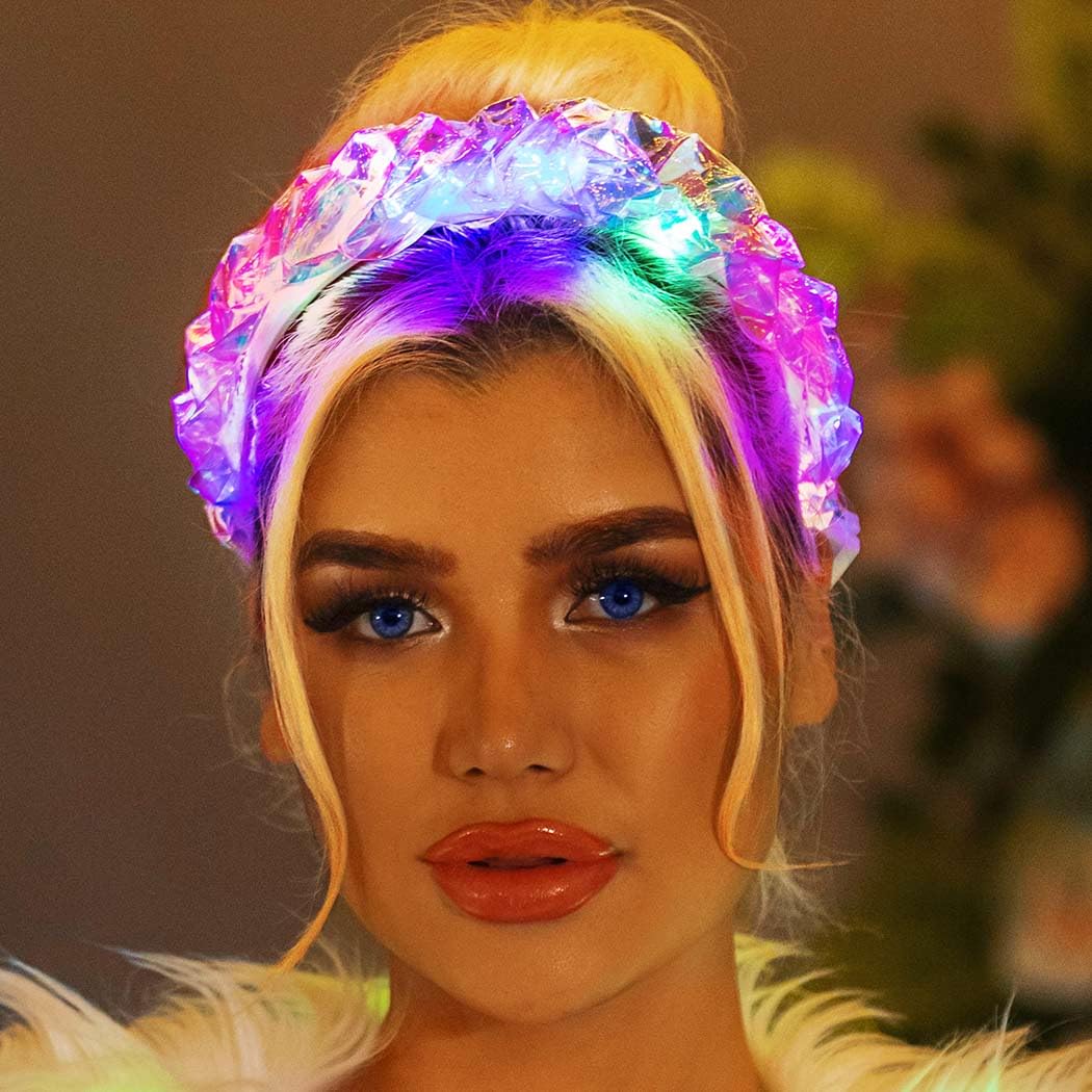 Zoestar Light Up Headband LED Headbands Glowing Rave Costume Hair Accessories for Women - Image 3