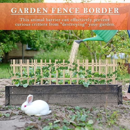 Miniatura 3 de Valla decorativa para jardín, paquete de 10 unidades, 13.5 pies de largo x 17.7 pulgadas de alto, valla decorativa de jardín de bambú para patio al