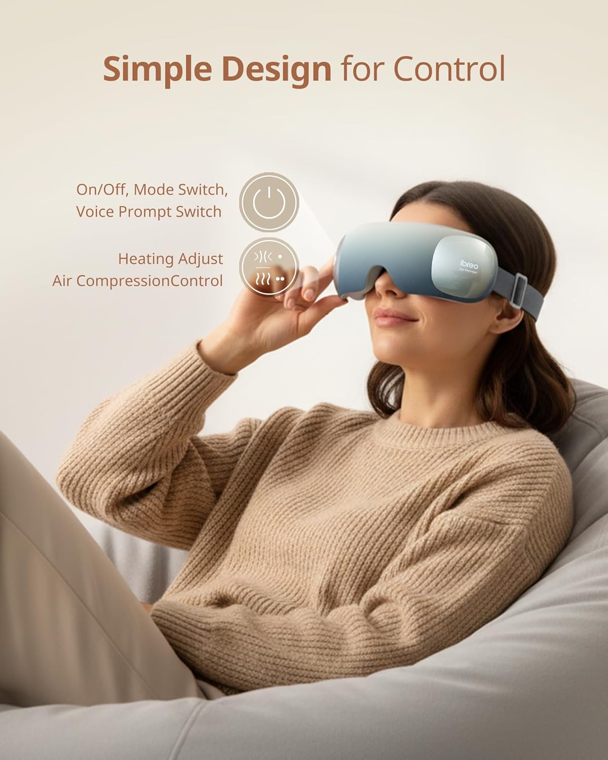 Ultra Light Eye Massager with 2 Level Heat, 120 Mins Uses, 3 Air Compression & Massage Modes, Heated Eye Mask with Bluetooth Music for Migraine Relief, Strain and Dry Eyes, Eye Relief for Women Men - Image 8
