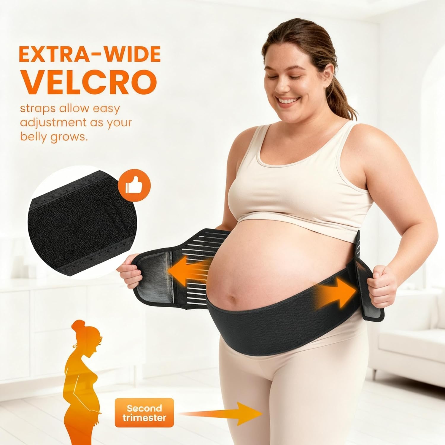 Plus Size Pregnancy Belly Band Extra Large Maternity Support Belt for Belly, Waist & Back Pain Relief Adjustable & Breathable Belly Band for 3XL/4XL Moms (Fits Waist 43"-59", Black)