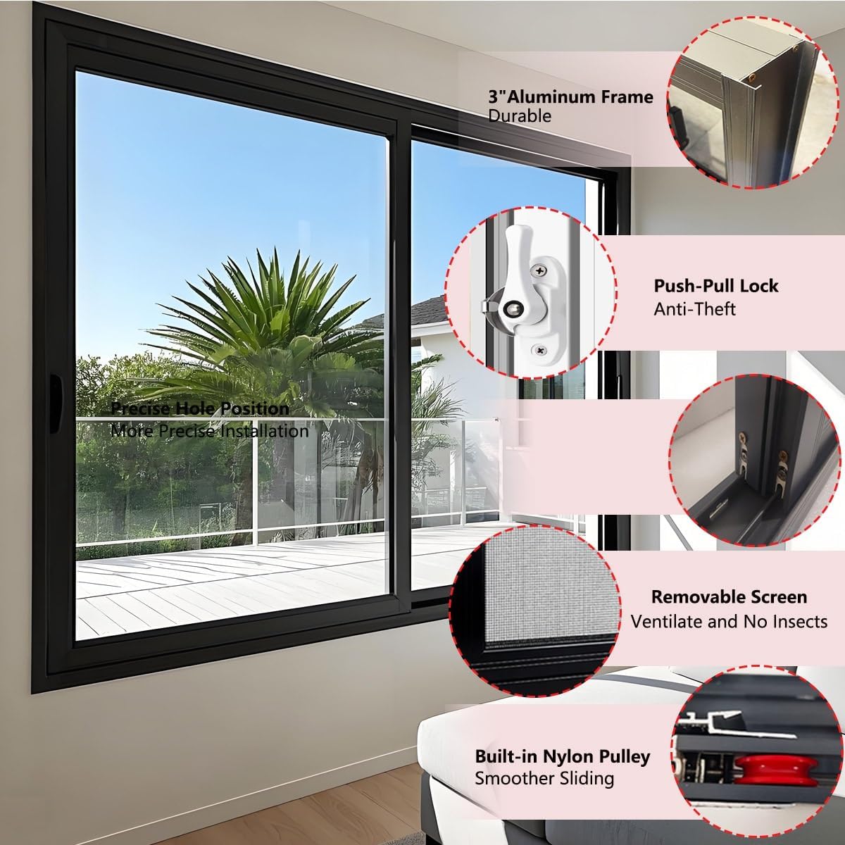 Aluminum Household Windows with Screen Basement Replacement Windows 15" 18" 26" 32" 36" 40" Horizontal Sliding Window Shed Window with Tempered Glass for Bathrooms Garage(White,WxH: 20x24in)