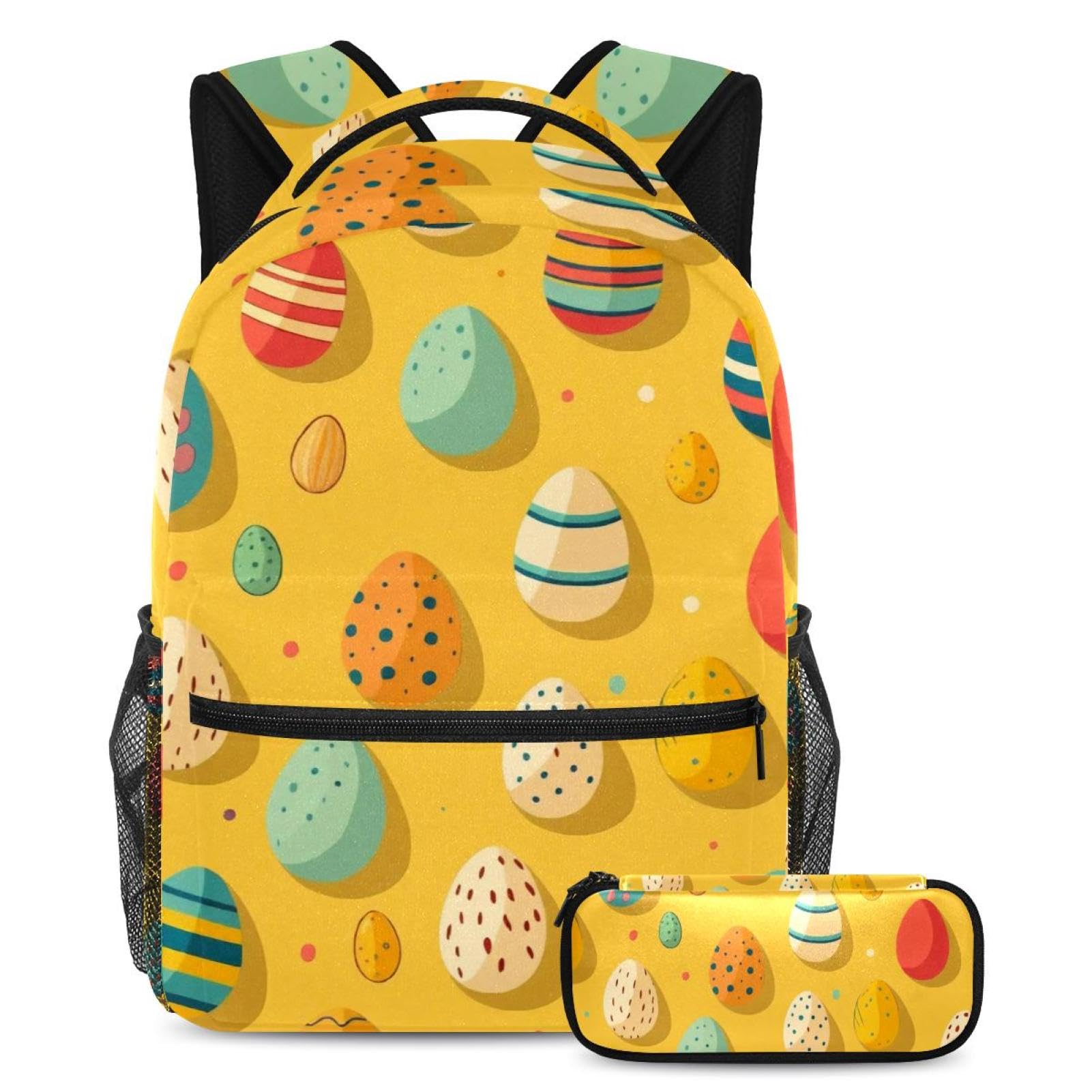 Cartable enfants multicolore avec sac à dos de jour et trousse œufs de Pâques