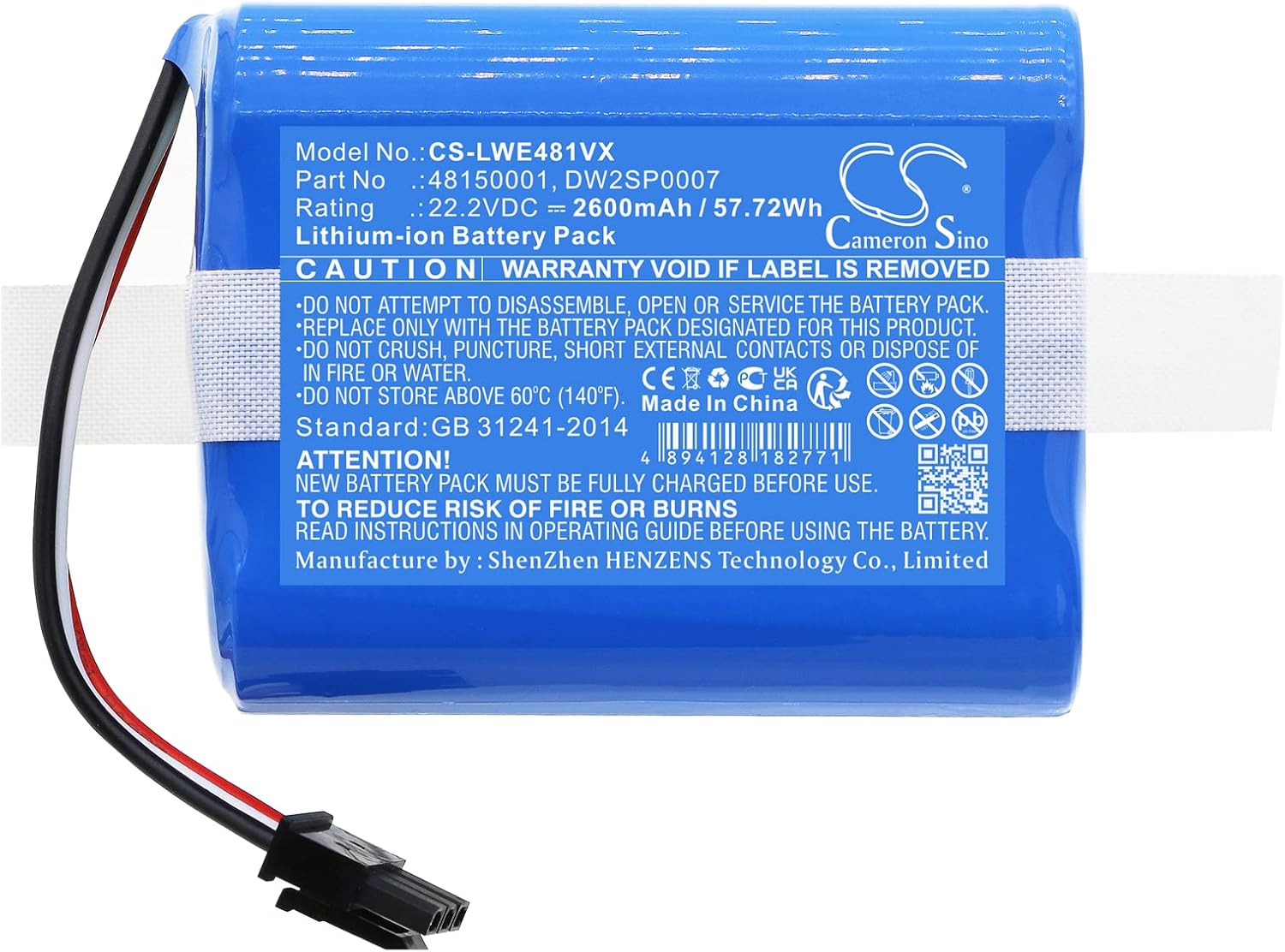 Cameron Sino Battery for Lawn Expert Robotic Lawnmower PN:Lawn Expert 48150001, DW2SP0007 2600mAh / 57.72Wh