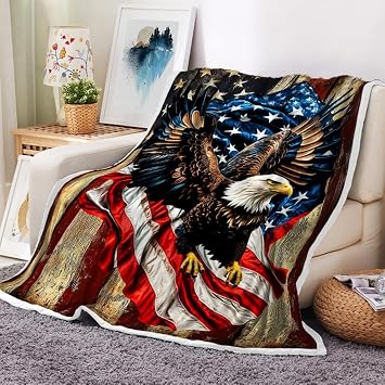 4th of July Blanket, Independence Patriotic American Flag Veteran Gift Throw Blanket Patriotic Blanket for Bed Star Stripes Soft Plush Warm Lightweight for Couch Sofa Bed 50"X60"in
