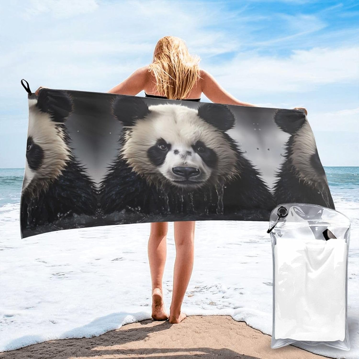 Horizontal Panda in the Water 27.5"x55" Printed Towel - Outdoor Hiking/Business Trip Gift - Multifunctional Bath Towel