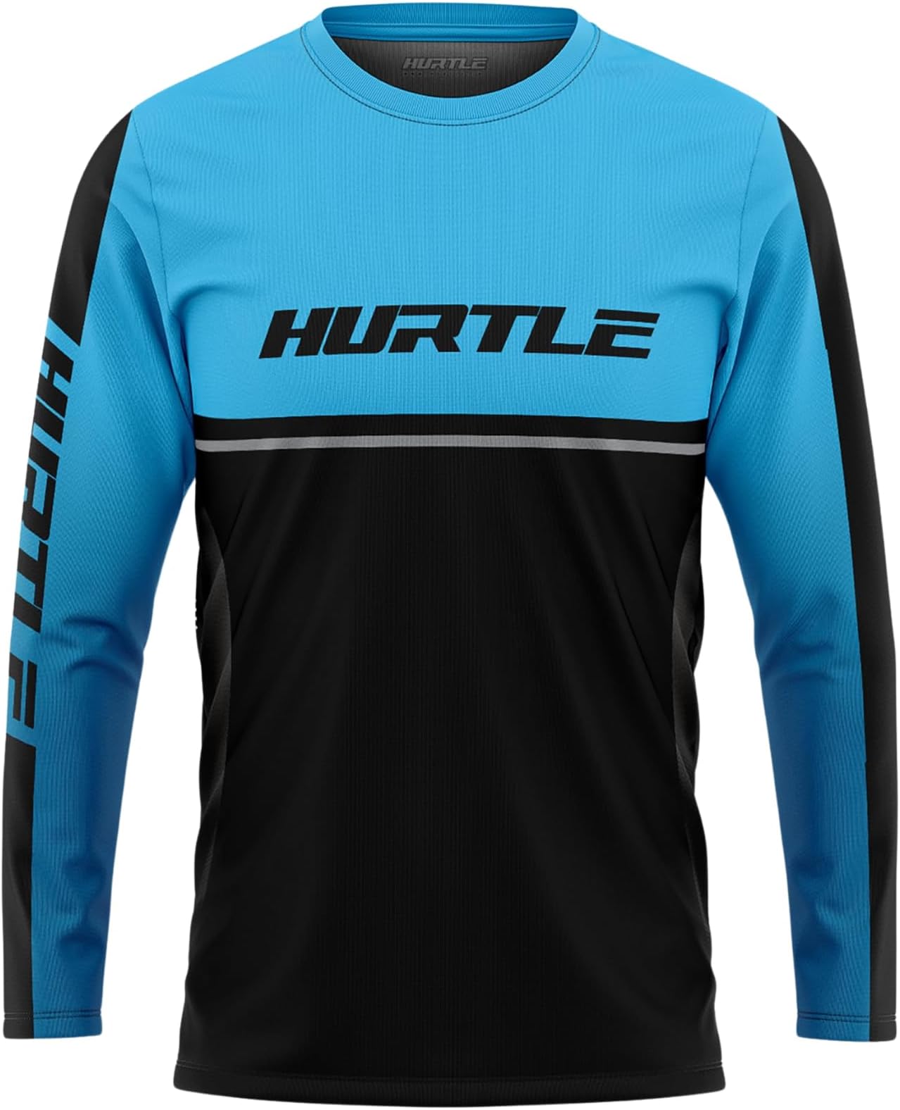 Gallant Classy MX Riding Jersey for Men | Personalized Name, Quick-Dry Breathable Motocross Shirt | Black–Blue Long Sleeve Off-Road Gear