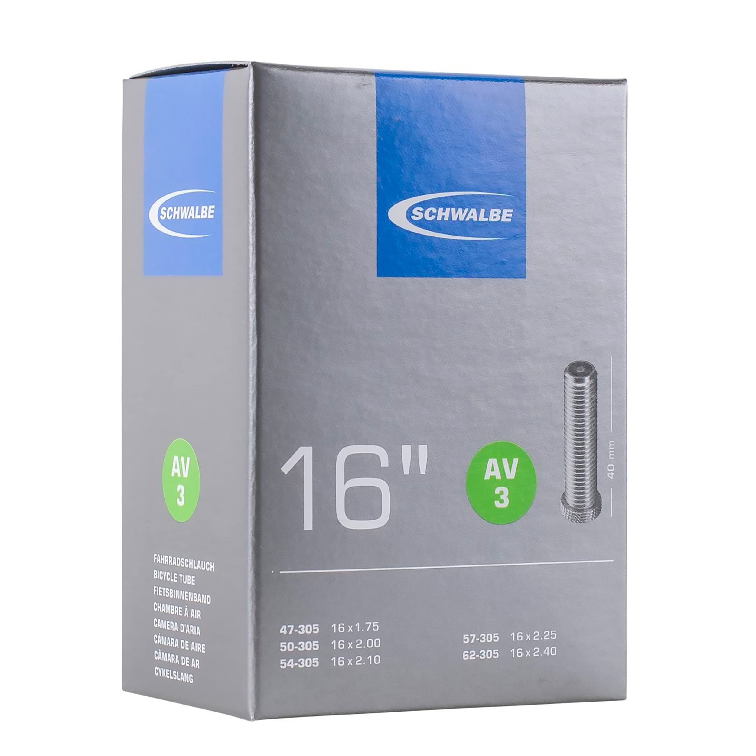 SCHWALBE Bicycle Inner Tube with 40mm Sclaverand Valve, 16 x 1.75-2.5-Inch