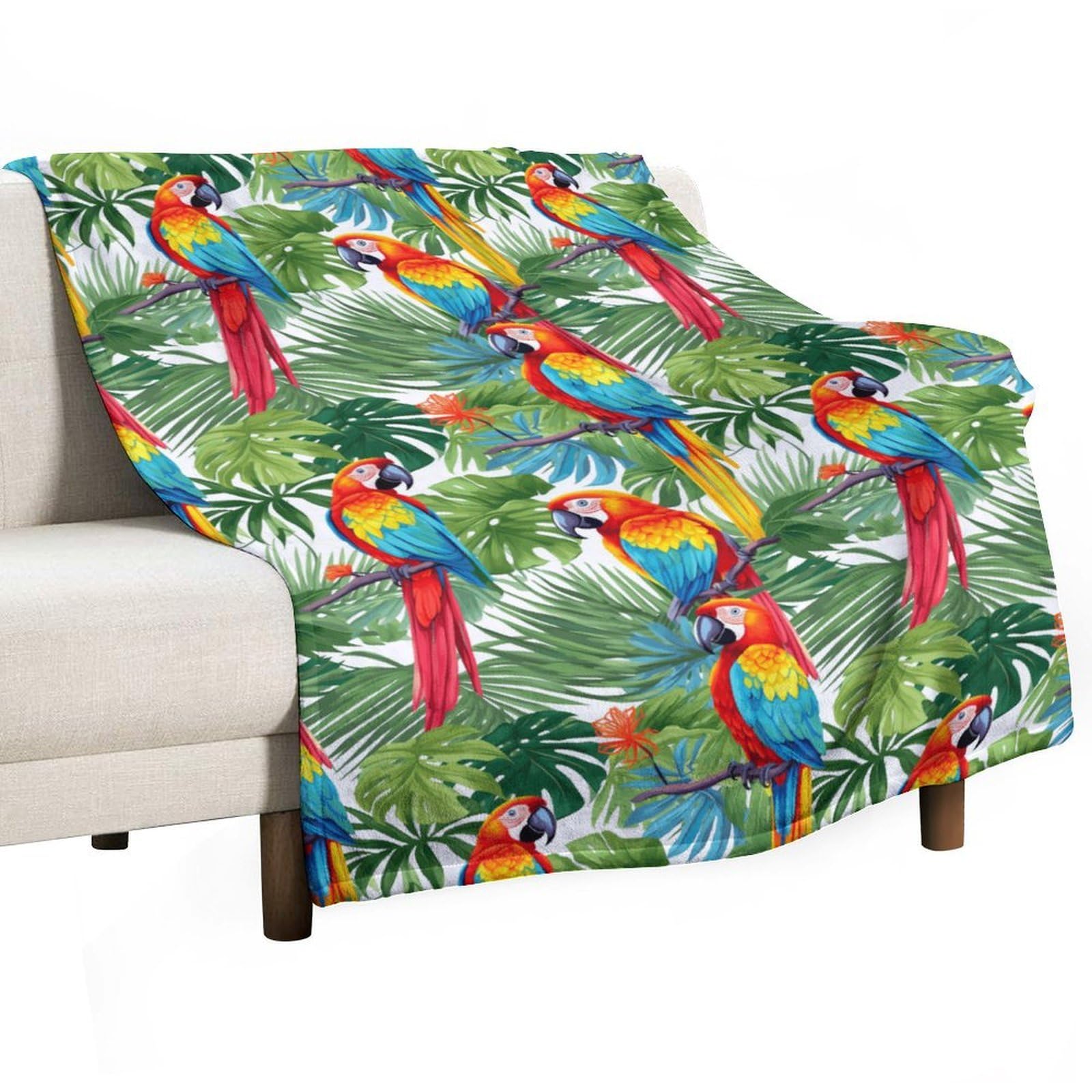 CGSBNGHA Tropical Birds Parrots Flannel Fleece Blanket Lightweight Soft Throw Blankets for Sofa Couch Bed Chair