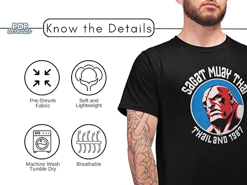 Miniatura 4 de Pop Threads Sagat Street Fighter Camiseta Muay Thai Master Arcade Graphic Hombres Tee
