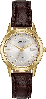 CITIZEN Ladies' Eco-Drive Classic Leather Strap Watch with 3-Hand Date Leather Working Group