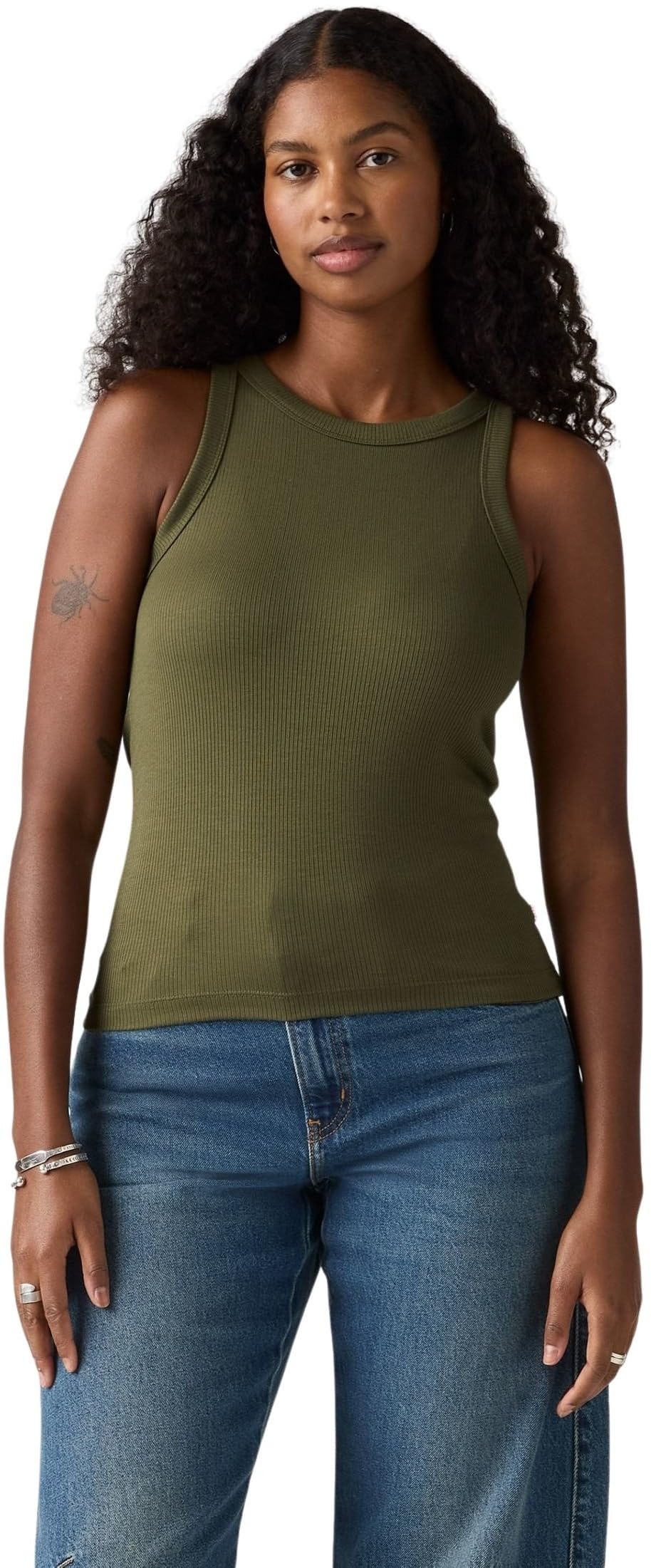 Levi's Women's Tank Top Dreamy with Crew Neck, Slim Fit, Green (Ivy Green), XS