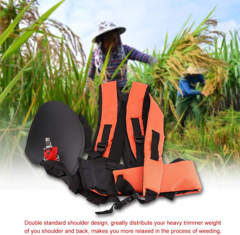 Tangxi Orange Comfort Trimmer Double Shoulder Strap,Y Shaped Nylon Harness for Brushcutters/Trimmers/Heavy Trimmers/Chainsaw,Soft and Adjustable Garden Brush Cutter Shoulder Strap
