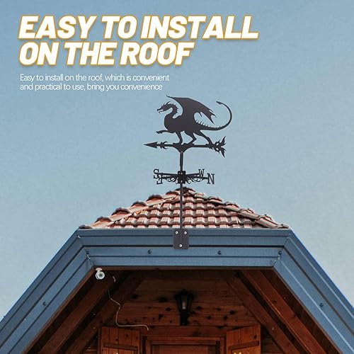 Miniatura 3 de HANABASS Decoración de Halloween para exteriores, veleta de dragón, veleta de metal, instrumento de medición de dirección del viento, estaca de