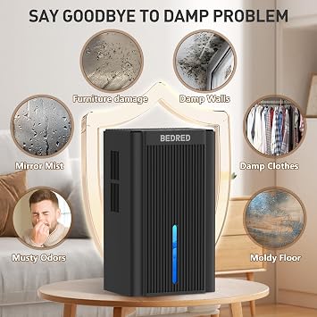 Dehumidifier, 95OZ Dehumidifier for Home 1000 Sq.Ft - Quiet with Auto Shut Off & Relaxing 7 Color Ambient Light,Ideal for Livingroom, Bedroom, Basement(Black)