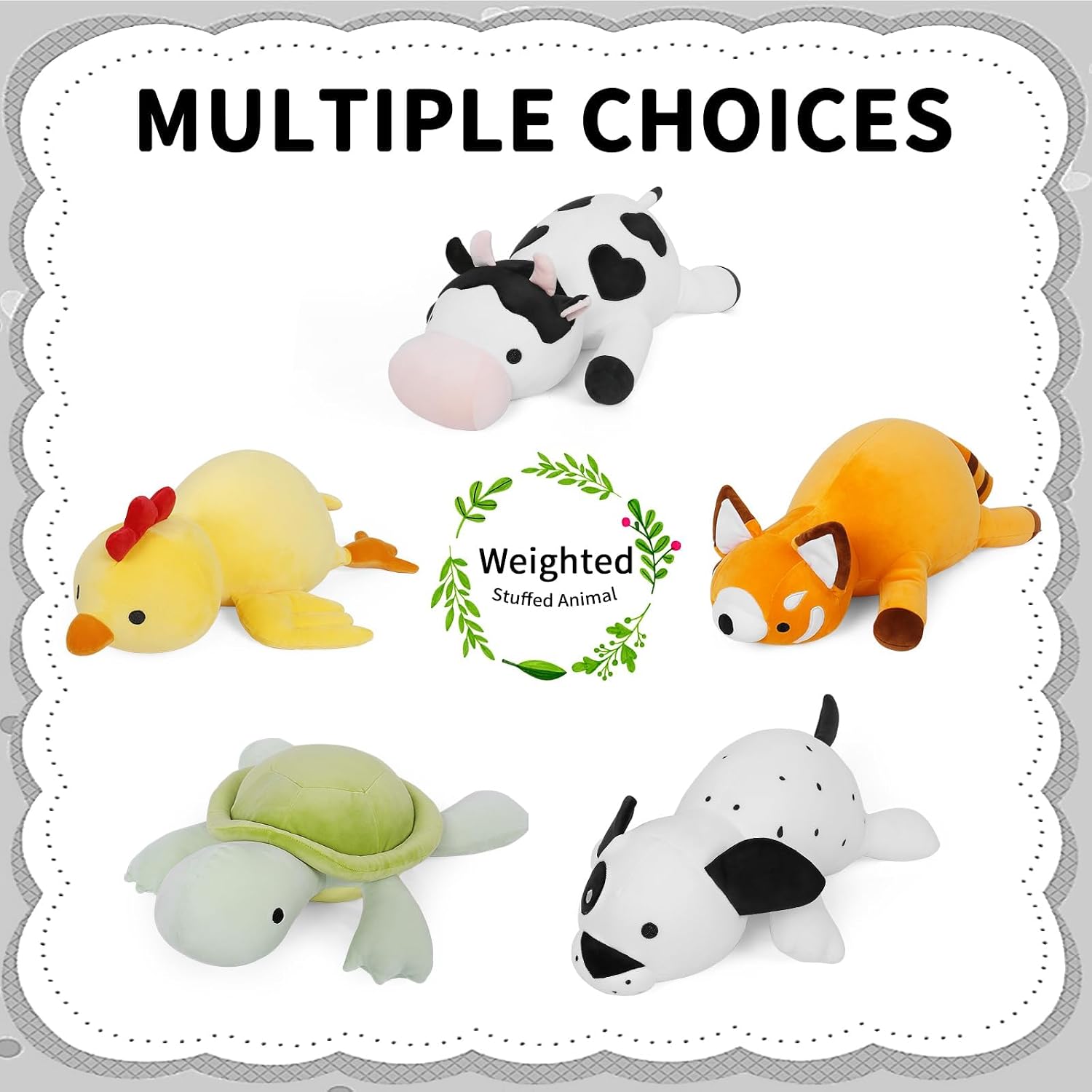 FLORVIV Weighted Dog Stuffed Animals Weighted Puppy Plush Toy 24" 4.2lb Cute Dalmatians Hugging Dolls Plushies Pillows for Boys and Girls (White & Black)