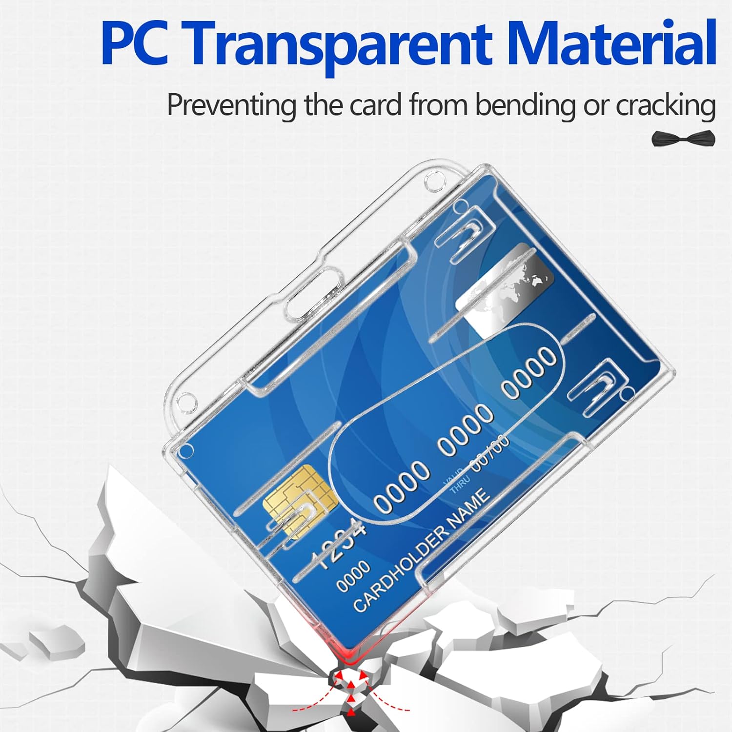 Teskyer 2-Pack Badge Holder Retractable Clip, Heavy-Duty Badge Reel with 6.7oz Load Capacity, Clear Horizontal Hard ID Card Badge Holders for Work Office Nurse Teacher Student