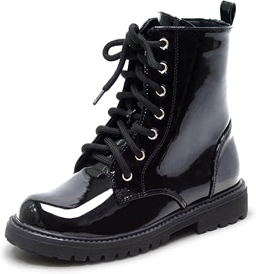 LseLom Girls Boys Side Zipper Combat Ankle Boots for Little Big Kid