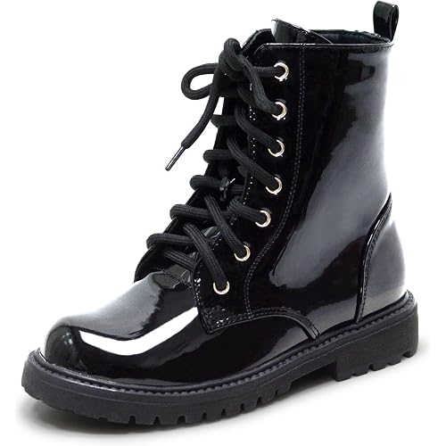 LseLom Girls Boys Side Zipper Combat Ankle Boots for Little Big Kid