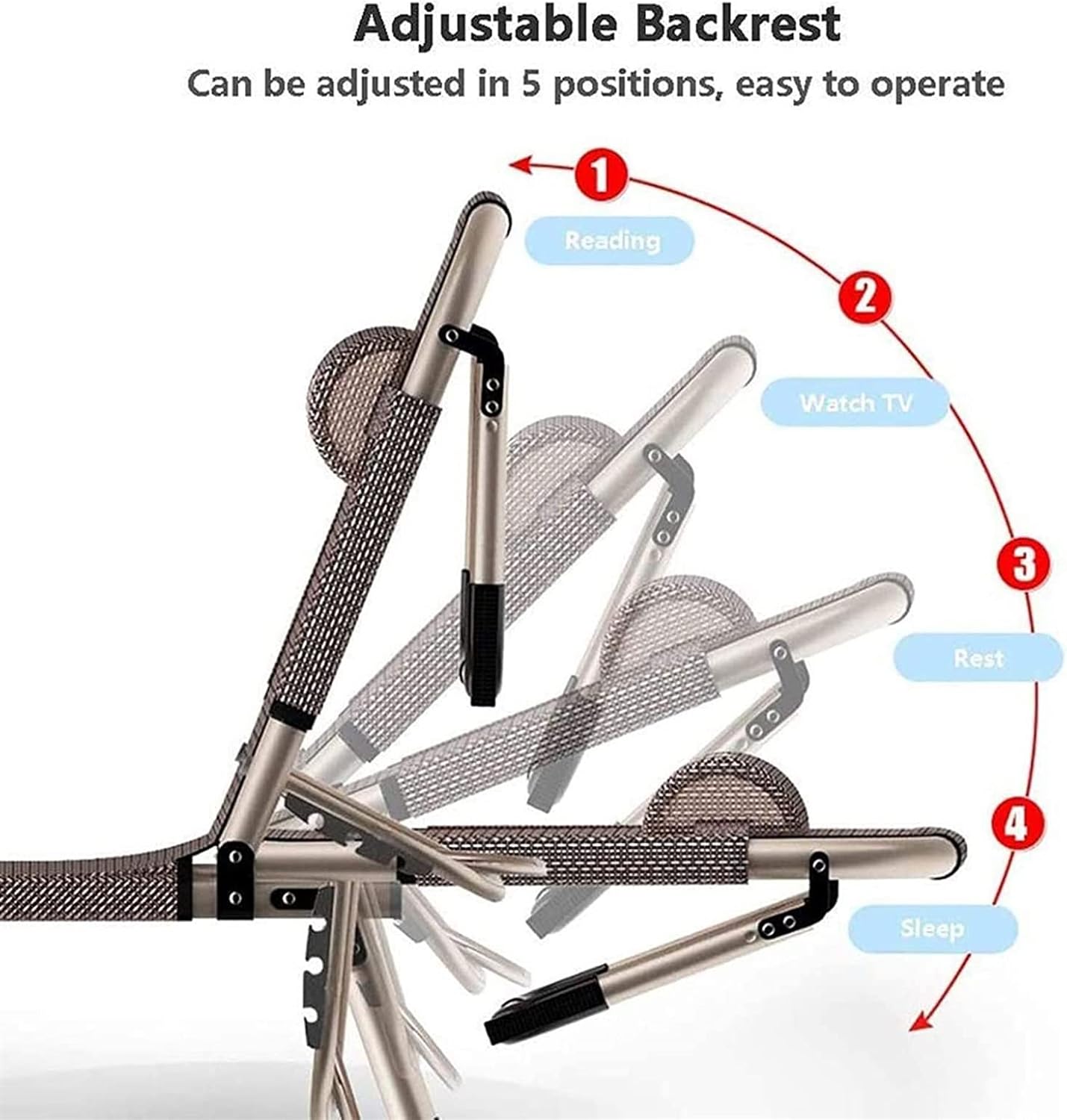 Portable Folding Camping Cot Adjustable 4-Position Patio Reclining Lounger Chair,Office Lunch Break Single Bed,Breathable Fabric Material for Camping Garden Beach Outdoor Activities (Blue)