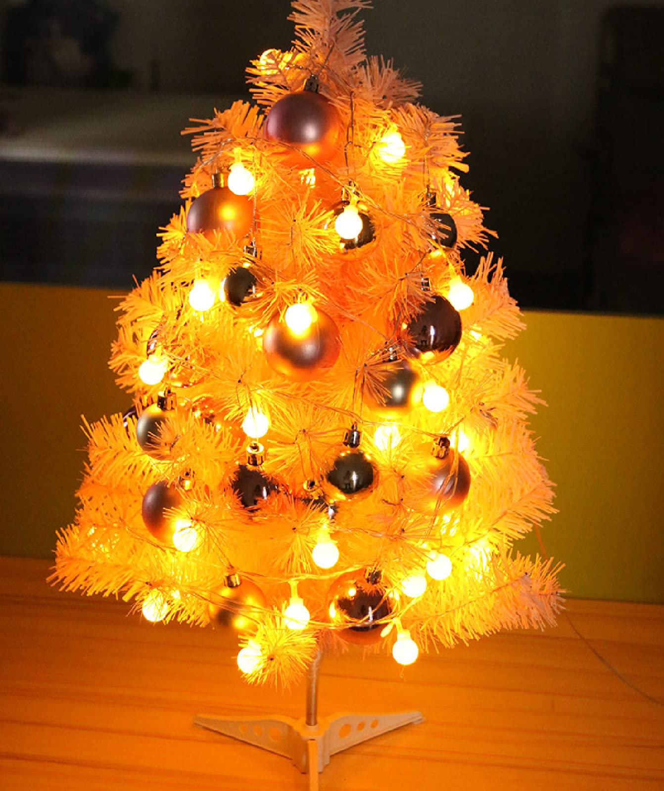 Albero di Natale Pino Ecologico e Ignifugo,Super Folto Abete Natale Artificiale,Piccolo Albero di Natale Rosa, Mini Decorazione da Tavolo,Rosa,60CM