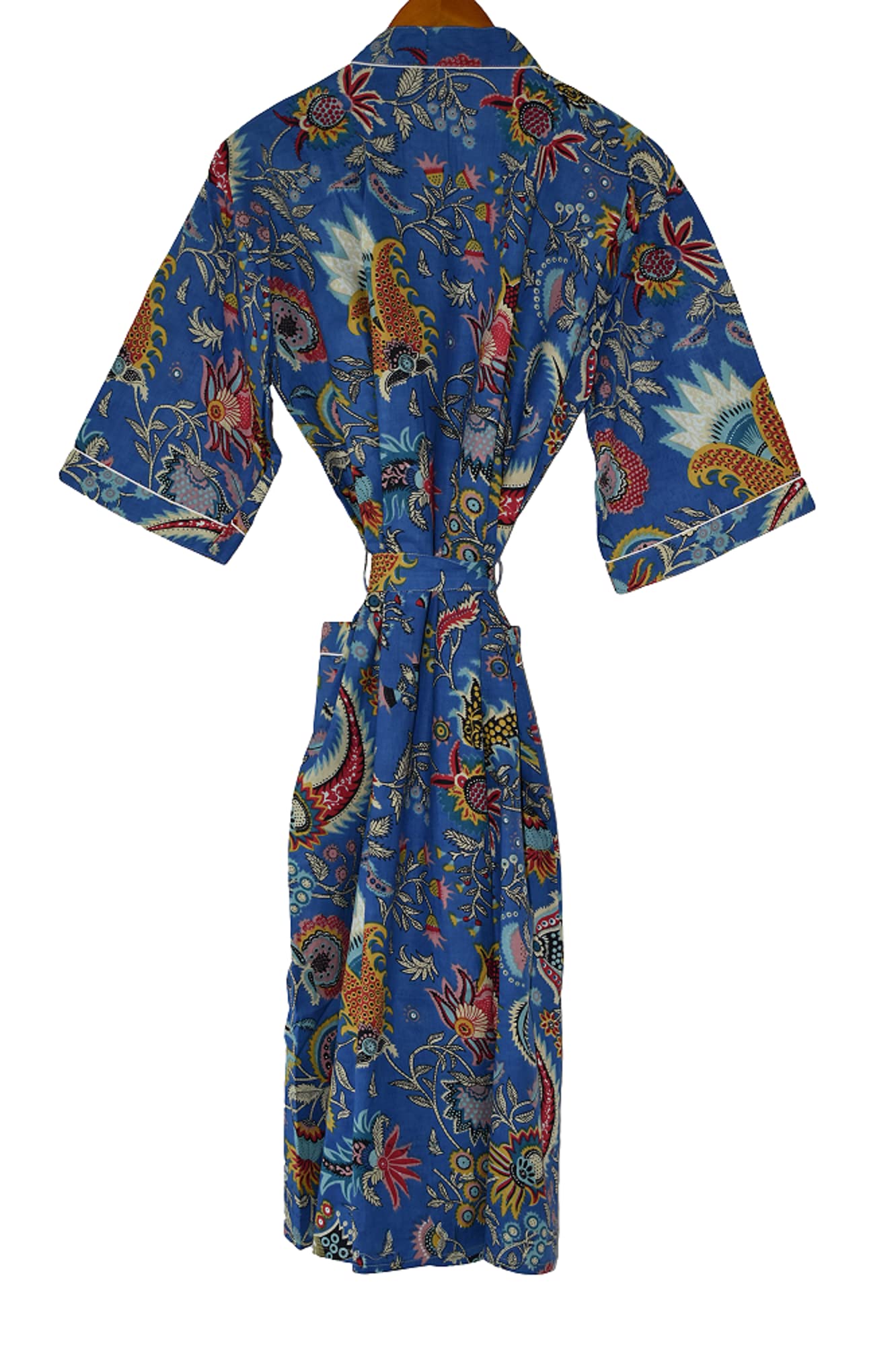 Rajbhoomi Peignoirs de chambre 100 % coton pour femmes et hommes, 100 % coton indien, peignoirs kimono d'été légers, cultivés biologiquement, fabriqués de manière éthique. Convient aux tailles 38 à 46