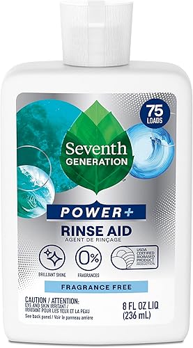 Miniatura 2 de Seventh Generation Ayuda de enjuague para lavavajillas para platos espumosos libre y transparente sin fragancia 8 onzas paquete de 9