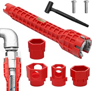 Llave para Grifo de Fregadero, 14 en 1 Llave de Instalación Grifos y Fregaderos, Llaves Grifo Multifunción para Instalar Tuberías Debajo Baños, Inodoros, Cocinas y Fregaderos, Herramientas