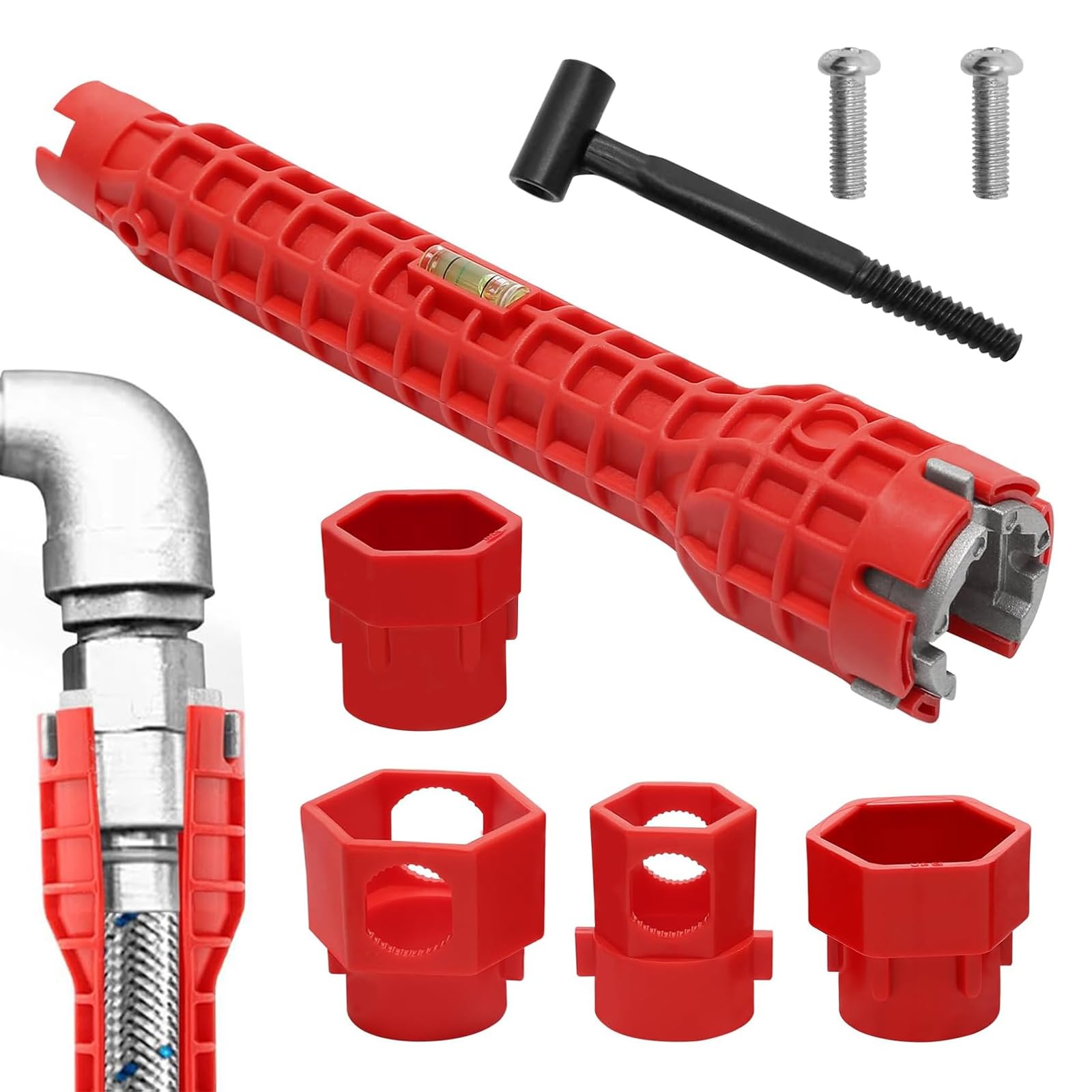 Llave para Grifo de Fregadero, 14 en 1 Llave de Instalación Grifos y Fregaderos, Llaves Grifo Multifunción para Instalar Tuberías Debajo Baños, Inodoros, Cocinas y Fregaderos, Herramientas