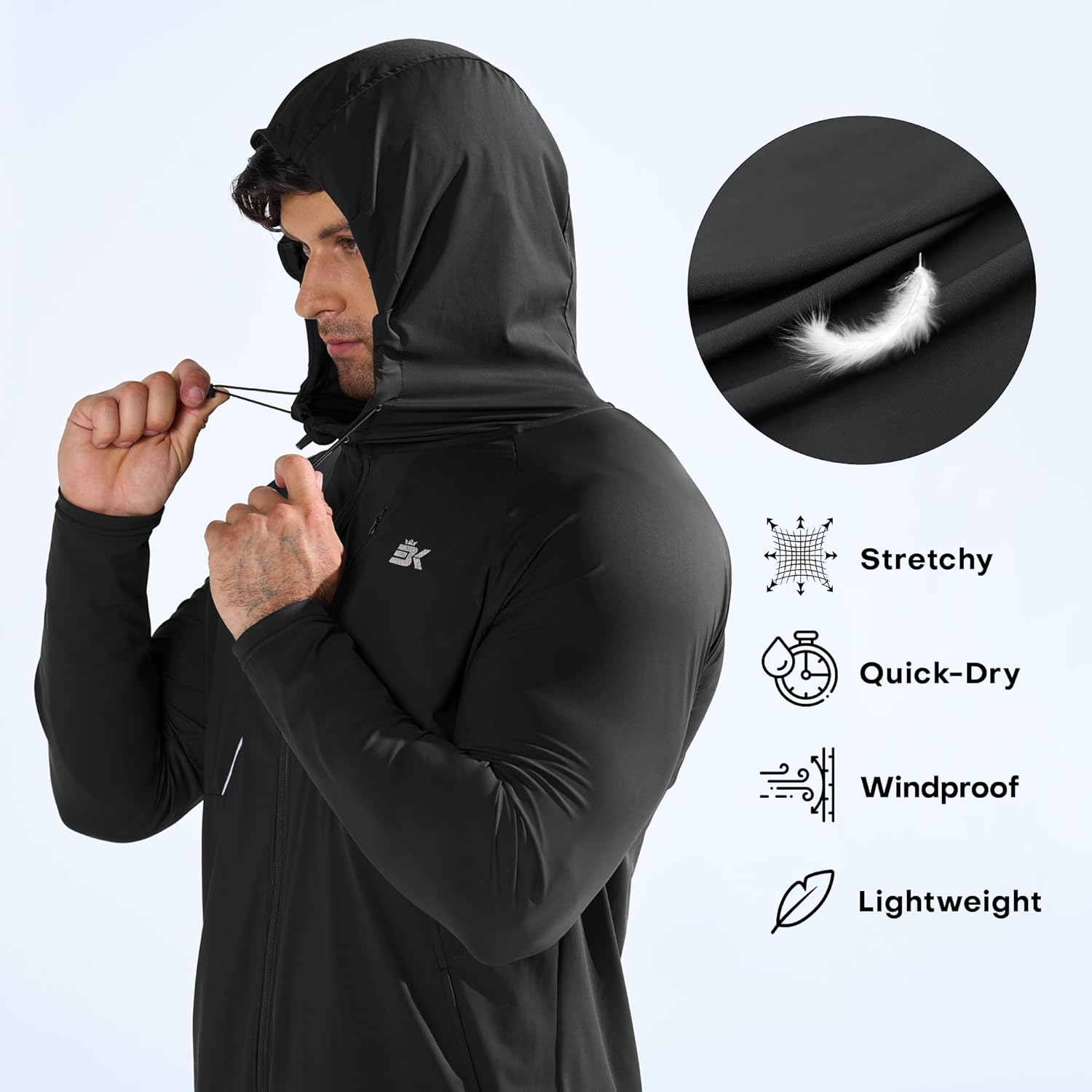 BROKIG Mens StealthZip Lightweight Running Jackets, Full Zip Workout Hoodie Track Windbreaker Athletic Gym Sweatshirts - Image 4